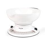 Salter Analoge Küchenwaage, Mechanische Backwaage mit 2,6L Wägeschale, drehbarer Doppelscheibe, Wiegefunktion bis 4 kg, 4L, batterielos, präzise Messung, herausnehmbare Schüssel, Aqua-Blau