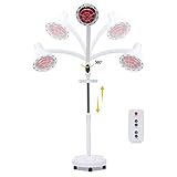 DIFU 275W Rotlichtlampe Infrarotlampe 10 Gang Wärmelampe 360° Drehbar Therapielampe mit 5 Allrichtungsräder, 8-70℃ Temperatur-Einstellber & Timing-Einstellber