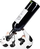 BRUBAKER Weinflaschenhalter durstige Kuh - Flaschenhalter Trinkende Tiere - Flaschenständer lustig - Deko Figur Bauernhof Handbemalt Weinzubehör für Weinbar - Witzige Dekoration - Wein Geschenk