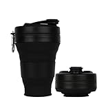 UNNESTAR Zusammenklappbare Camping Tasse mit Strohhalm Silikon faltbare Kaffeetasse Sport Flasche Portable Travel Outdoor Auto 600ml