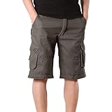 UnoSheng Herren Bike Shorts Herren-Cargohose, Cargohose, Wanderhose, mehrere Taschen, bequem, atmungsaktiv, für den täglichen Ausflug im Freien, Baumwolle, modische Freizeit-Shorts (Green, S)