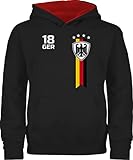 Fussball WM 2022 Fanartikel Kinder - WM Fan-Shirt Deutschland - 128 (7/8 Jahre) - Schwarz/Rot - Hoodie Fussball - JH003K - Kinder Hoodie Pullover für Jungen und Mädchen
