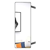 Klappbarer ausziehbarer drehbarer Spiegel für Kleiderschrank, Ganzkörper-Schienenspiegel, platzsparendes Schrankzubehör (Farbe: Schwarz, Größe: 80 x 40 cm)