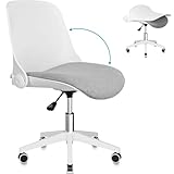 BASETBL Bürostuhl klappbarer riickenlehne, Schreibtischstuhl Ergonomisch Drehstuhl ohne armlehne höhenverstellbar, schminktisch Stuhl mit Rollen, moderner, Homeoffice Chair aus Stoff