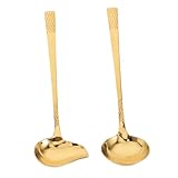 Cabilock 2 Stück Löffel Schöpfkelle Saucenrührlöffel Suppenlöffel Saucenprobierlöffel Bratensoßenlöffel Saucenlöffel Hot Pot Löffel Servierschaufel Saucenlöffel Edelstahl Golden