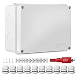 Abzweigdose wasserdicht IP65 Aufputz Verteilerdose, ZITFRI 15x11x7cm Klemmkasten Aufputz Abzweigkasten Garten Feuchtraum Verbindungsdose M20 für Ø6-12 mm Kabel Kabelabzweigkasten wasserdicht