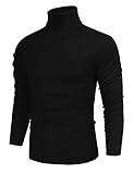 Cegerne Herren Rollkragenpullover Slim Fit Langarmshirts Rollkragen Pullover Turtleneck Sweater Unterzieh Basic Shirt Elastisch Männer, Schwarz, S