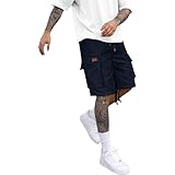 Herren Cargohose Baumwolle Baggy Chino Hosen Freizeit Outdoorhose Arbeitshose Trouser Pants Mehrere Taschen Hose weiß Slim