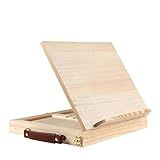 AYWTIUN Tragbarer Malkoffer Holzstaffelei, Malstaffelei, Künstler-Schreibtischstaffelei, tragbarer Miniatur-Schreibtisch, klappbare Staffelei, Tischbox, Ölfarbenzubehör, Künstlerbedarf(Cut-Out Style)