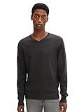 TOM TAILOR Herren 1012820 Basic Strickpullover Mit V-Ausschnitt, 10617 - Black Grey Melange, XL EU