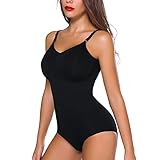 Joyshaper Damen Formende Body Shaper Bauchweg Shapewear Bodysuits Figurenformend Unterwäsche mit Verstellbarer Schultergurt Schwarz,L