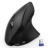 TECKNET Ergonomische Bluetooth Maus, 60g Leicht Wiederaufladbar Kabellose Vertikale Maus (BT 5.0/3.0 + 2.4G), Computermaus Kabellos, 6-stufig Verstellbar bis 4800 DPI, Leise Funkmaus für Mac, Windows