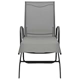 WGYHOME Sonnenliege Stahl Textilene Grau 200x58x32 cm verstellbare Rückenlehne mit Transporträdern – Gartenliege für Balkon, Terrasse & Poolbereich