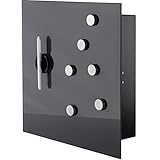BALOU Schlüsselkasten modern mit Glas Magnettafel - Memoboard magnetisch mit 6 Magneten und Stift - Schlüsselschrank groß mit 20 Haken 33x33x6,8cm anthrazit