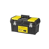 STANLEY Werkzeugbox Werkzeugkoffer leer Werkzeugkasten (19', 49x26x25cm, herausnehmbare Ablage, Box mit zwei Organizern für Werkzeuge, robuster Koffer mit Metallschließen, inkl. Griff) 1-92-066