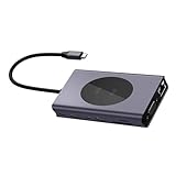 NUOBESTY USB C Multi Port Hub mit USB Ports Triple Display Ethernetanschluss Wireless Charger Kompakter Laptop Adapter für Notebook