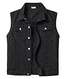 KTWOLEN Herren Denim Weste Vintage Jeans Weste Outdoor Biker Weste Freizeit Ärmellose Jacke Motorradweste Truckerweste Jeansweste für Männer, Schwarz, XXL