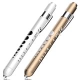 RISEMART Pupillenleuchte, Diagnostikleuchte Krankenschwester Rettungsdienst Zubehör mit Pupillenmessgerät und Lineal (Gold und Weiß.)