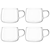 LEONARDO HOME Tè per Te Teetassen 4er Set - Teebecher aus dickwandigem Borosilikatglas - Hergestellt in Handarbeit - Inhalt 450 ml - Spülmaschinenfest, 4 Teegläser transparent, 077385