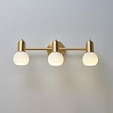 TONFON Wandleuchte aus Glas für Badezimmerspiegel, Lampenschirm in Globusform aus Messing, für Schlafzimmer, Wohnzimmer, Büro, Esszimmer, Flur, Treppe, Restaurant