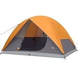 Amazon Basics Kuppelzelt für Camping, mit Regenschutz und Tragetasche, 3-Jahreszeiten-Zelt, einfacher Aufbau, 6 Personen, Orange und Grau
