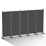 Ansobea Paravent Raumteiler auf Rollen, Trennwand Faltbar 5-teilig 284x181x30cm,Sichtschutzwand für Balkon,Spanische Wand Sichtschutz aus Polyesterfaser,Paravent Einfache Installation（Anthrazit）