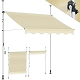 KESSER® Klemmmarkise mit Handkurbel Balkon, Balkonmarkise ohne Bohren, UV-beständig höhenverstellbar wasserabweisend, Sonnenschutz, Terrassenüberdachung, einfache Montage 200cm