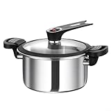 BlesConi Druck-Kochtopf 3,5 L, Multifunktionales Schnellkochgeschirr aus Edelstahl mit Antihaftbeschichtung, für Dünsten, Garen und langsames Kochen, geeignet für offene Flamme, inkl. Deckel (Si