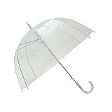 SMATI Langer Regenschirm Transparent - Glockenform; Klassisch und basic; Automatisch öffnend; Durchmesser=85cm; Damen Regenschirm/Hochzeitsschirm