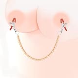 Pearl Nipple Clamps Body Chains Necklaces and Adjustable Pressure Breast Nipple Clips Stainless Steel Non Piercing Body Jewelry for Women ewelry Chain Toys (orange)