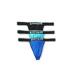 papi Herren-String aus Premium-Baumwolle, Aktiv-Stretch, 3er-Pack, Schwarz/Kobalt/Blau, Large