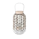 NATURAL LIVING Laterne Aria in Geflecht mit Kerzenhalter aus Glas, D22 x H51 cm