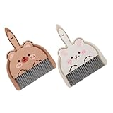 Yardenfun 2 Satz Mini Besen und Kehrschaufel Set Cartoon Reinigungsset für Haustierhaar und Staub Kratzfrei Robustes Material für Schreibtisch Auto Bett und Haushalt