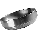 DELURA Silberne Ramen-Nudel-Suppenschüssel 19 cm Edelstahl-Rührschüssel Salat-Servierschüssel Metall-Reis-Müsli-Schalen unzerbrechliche Schüsseln Untertasse (Color : Silver)