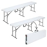 Floordirekt 2er Set Bierbank Klappbar 8 Personen 183cm Kunststoff Klappbank Faltbar Biergarten Campingbank Bierbänke Bierbankgarnitur Gartenbank Weiß Chiba