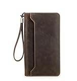 ZUGLQYSX Reisepasshülle Echtes Leder Familie Pass Kupplung Brieftaschen Vintage Männer Reisetaschen Abdeckung Karte Halter Telefon Tasche(Coffee)
