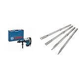 Bosch Professional Bohrhammer mit SDS max GBH 8-45 D (12,5 J Schlagenergie, inkl. Zusatzgriff, im Handwerkerkoffer) + 4tlg. Meißel Set SDS max (Zubehör Abbruchhammer)