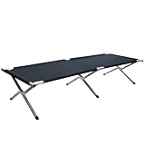 Kronenburg Feldbett XXL, Campingbett 210 cm x 72 cm x 45 cm – Belastbarkeit bis 200 kg - Stahlrohr verstärkt - in Schwarz