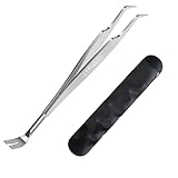 EasyULT 2 in 1 Profi Zeckenzange, Edelstahl Zeckenzange, Zeckenpinzette und Zeckenhaken, Zeckenentferner, Premium Zeckenschutz mit Lederbeutel für Mensch Kinder Hund Katzen