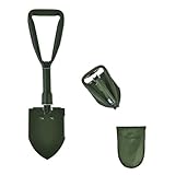 Klappspaten mit Baggerschaufel und Wurzelsäge, 47 cm - Leicht, aus hochfestem Kohlenstoffstahl - Für Outdoor, Camping, Rucksackreisen, Wandern, Kfz-Notfall, Haus & Garten (Grün)