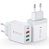 40W USB C Ladegerät, Schnellladegerät 2er-Pack 4 Port PD+QC USB Adapter Netzteil, USB C Ladestecker für iPhone 11/12/13/14/Pro Max, XS/XR/X, iPad, Samsung, Google, Tablet, Android, Handy Ladegerät