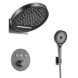 Thermostat-Duschsystem HSS0524 Modernes Verdecktes Duschset Innovative Bedienknöpfe 30,5 cm Regenduschkopf 3-Funktions-Handbrause Messing Mischventil Wandmontage