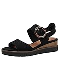 Tamaris Damen Plateau Sandalen Leder Sommer; BLACK UNI/schwarz; 37 EU