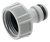 Gardena Hahnverbinder 26,5 mm (G 3/4 Zoll): Adapter für den Anschluss eines Wasserschlauchs, Anti-Splash-Technologie, frostsicher, Original Gardena System, lose Verpackung (18221-20)