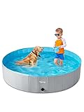 Toozey Hundepool für Große & Kleine Hunde, 80cm / 120cm / 160cm Faltbare Hunde Pools, Planschbecken für Kinder und Hunde, Hundebadewanne, 100% Sicher & Umweltfreundlich