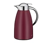 alfi Kaffeekanne Signo, Thermoskanne Metall Ruby Red Mat 1L, mit alfiDur Glaseinsatz, 1421.240.100, Isolierkanne hält 12 Stunden heiß, ideal für Kaffee oder Teekanne, Kanne für 8 Tassen