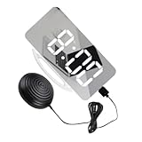 SOLUSTRE 1 Satz Vibrationswecker mit Spiegel Design Super Lauter Digitaler Wecker für Schlafzimmer für Gehörlose und Schwerhörige mit Intelligenter Lichtanpassung und Praktischem Make Up