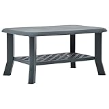 Holamys Couchtisch Grün 90x60x46 cm, wetterfester Kunststoff Outdoor-Tisch mit Ablage, Leichter Balkon Beistelltisch für Garten und Terrasse, kein Aufbau