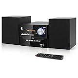 Kompaktanlage mit CD Bluetooth, Micro-HiFi-System mit 30 Watt Lautsprechersystem, UKW-Radio, Aux-In, USB-Wiedergabe, Regionsfreier DVD-Player Retro-HiFi-Musiksystem mit MIC-Eingang/Cinch-Ausgang