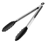 Silikon Küchenzange, 35cm, Grillzange, Hitzebeständigem Silikongriff, Verriegelbare Metallzange, ideal zum Kochen, Grillen